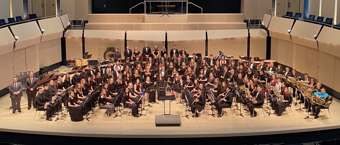 2020 Iowa Honor Band on stage in the Voxman Concert Hall